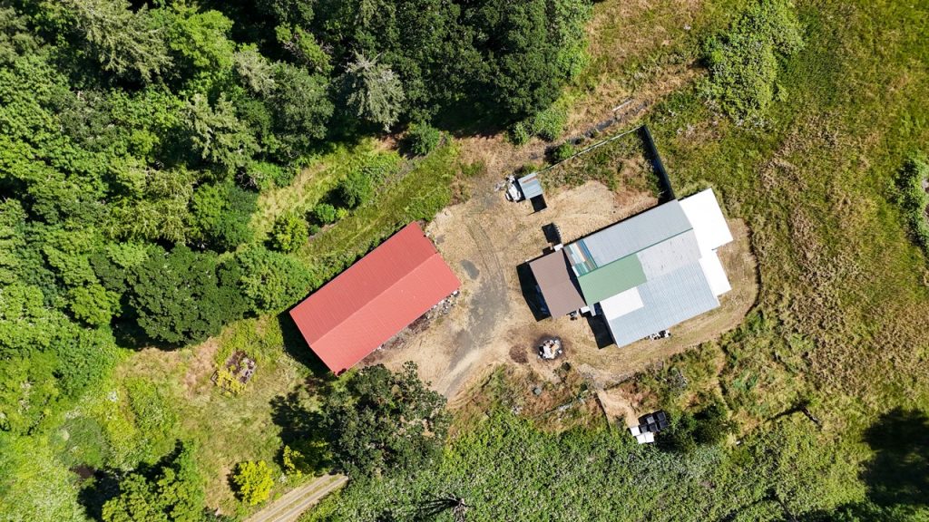 overhead view of country property